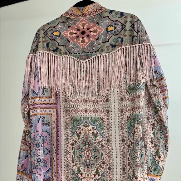 Floral Fringe Blouse - Multicolor